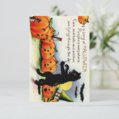 Vintage Halloween-Katzen-Kürbis-Ebene danken Ihnen Dankeskarte (Stehend Vorderseite)