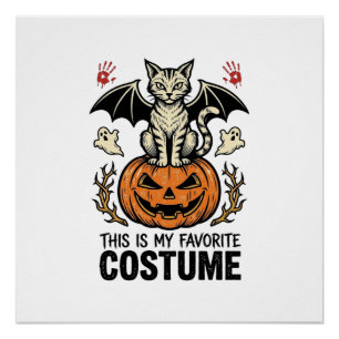 Vintage Halloween-Katzen-Kürbis-Kostüm-Shirt-Desig Poster