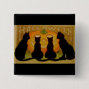 Vintage Halloween-Katzen und Jack O'Lantern Button