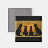 Vintage Halloween-Katzen und Jack O'Lantern Magnet (Vorderseite/Rückseite)