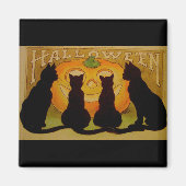 Vintage Halloween-Katzen und Jack O'Lantern Magnet (Vorne)