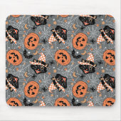 Vintage Halloween-Katzen und Kürbismuster Mousepad (Vorne)