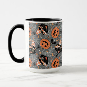Vintage-Halloween-Katzen und Kürbisse-Muster Tasse