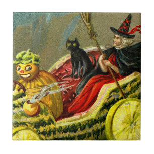 Vintage Halloween-Katzenjacke Fliese