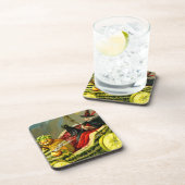 Vintage Halloween-Katzenjacke Getränkeuntersetzer (Rechte Seite)