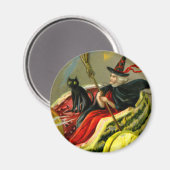 Vintage Halloween-Katzenjacke Magnet (Vorderseite/Rückseite)