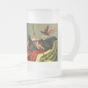 Vintage Halloween-Katzenjacke Mattglas Bierglas