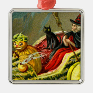 Vintage Halloween-Katzenjacke Ornament Aus Metall