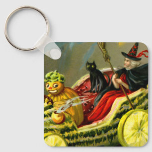 Vintage Halloween-Katzenjacke Schlüsselanhänger