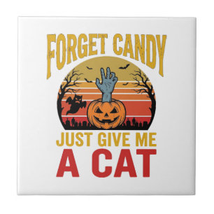 Vintage-Halloween-Katzenliebhaber-lustiges Bonbon- Fliese