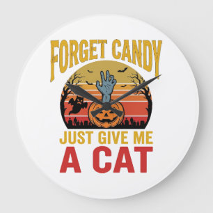 Vintage-Halloween-Katzenliebhaber-lustiges Bonbon- Große Wanduhr