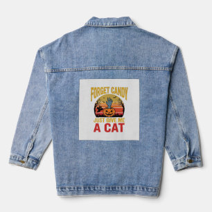 Vintage-Halloween-Katzenliebhaber-lustiges Bonbon- Jeansjacke