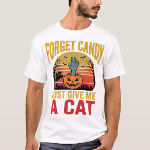Vintage-Halloween-Katzenliebhaber-lustiges Bonbon- T-Shirt