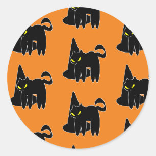 Vintage Halloween-Katzenwelse Orange Runder Aufkleber