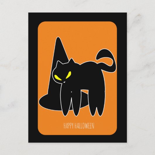 Vintage Halloween-Katzenwitsche Postkarte (Vorderseite)
