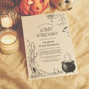 Vintage-Halloween-Kessel-Baby-braut-Duschparty Einladung