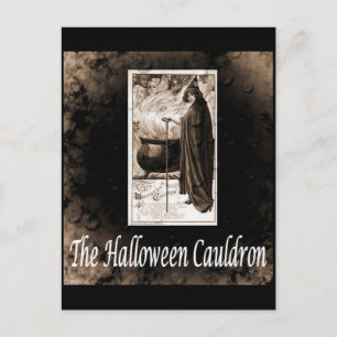 Vintage-Halloween-Kessel Postkarte