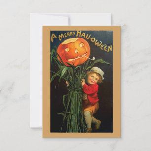 Vintage Halloween Kind mit Kürbis-Vogelscheuche