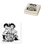 Vintage Halloween-Kinder auf Jack O'Lantern Gummistempel (Stempel)