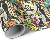 Vintage Halloween-Kinder-Comicen Geschenkpapier (Rolleneckpunkt)