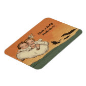 Vintage Halloween-Kinder, die Fledermäuse jagen Magnet (Linke Seite)