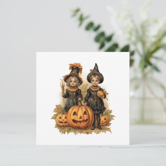 Vintage Halloween-Kinder Feiertagskarte (Stehend Vorderseite)