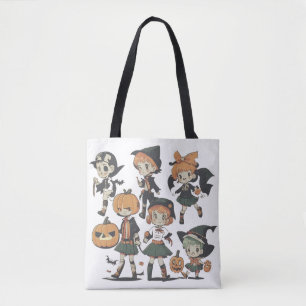 Vintage-Halloween-Kinder in Kostüm-Illustration Tasche