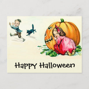 Vintage Halloween-Kinder Spaß haben Postkarte