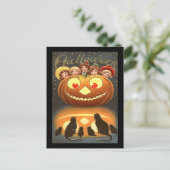 Vintage Halloween-Kinder und Katzen Postkarte (Stehend Vorderseite)
