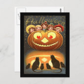 Vintage Halloween-Kinder und Katzen Postkarte (Vorne/Hinten)