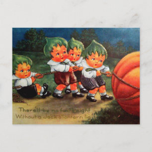 Vintage-Halloween-Kinder und Kürbis-Postkarte Feiertagspostkarte