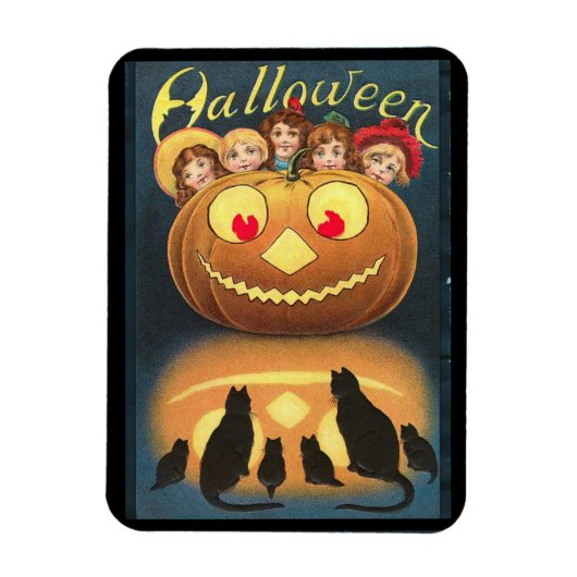 Vintage Halloween-Kinder verstecken sich hinter Kü Magnet (Vertikal)