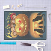 Vintage Halloween-Kinder verstecken sich hinter Kü Seidenpapier