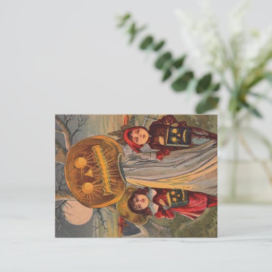 Vintage Halloween-Kindermitteilungs-Postkarte Ankündigungspostkarte (Stehend Vorderseite)