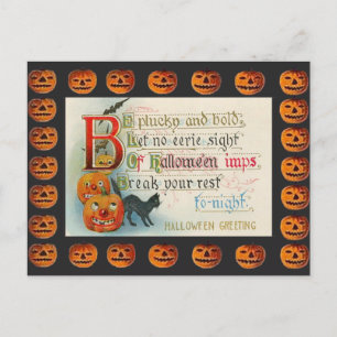 Vintage-Halloween-Kobolde Postkarte