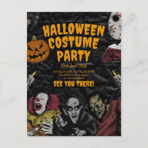Vintage Halloween-Kostenparty, Editierbare Hallowe Postkarte