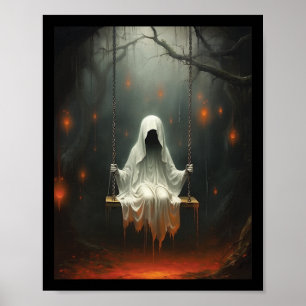 Vintage-Halloween-Kostüm-Geister-Schaukel Poster