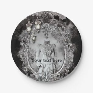 Vintage Halloween-Kostüm Party für verfluchte Dame Pappteller