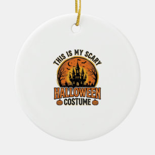 Vintage-Halloween-Kostüm-Verfluchtes-Schloss-Shirt Keramik Ornament