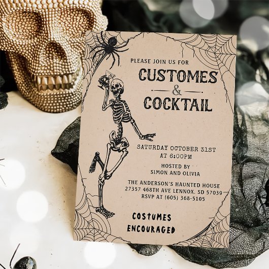 Vintage Halloween-Kostüme und Cocktail Einladung