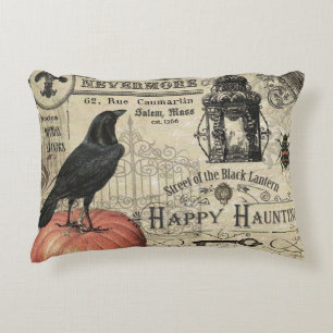 Vintage Halloween-Krähe Dekokissen