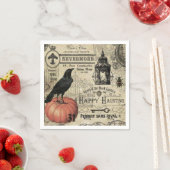 Vintage Halloween-Krähe Serviette (Beispiel)