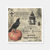 Vintage Halloween-Krähe Serviette (Vorderseite)