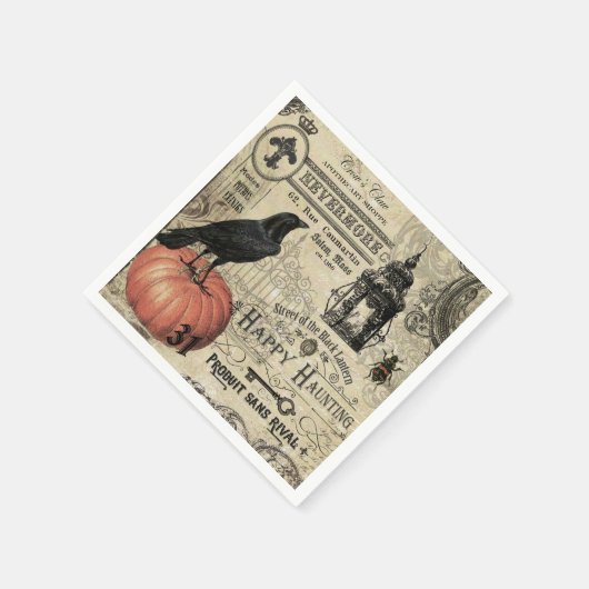Vintage Halloween-Krähe Serviette (Ecke)