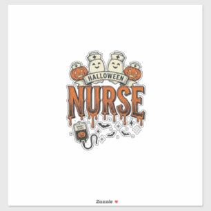 Vintage Halloween-Krankenschwester-Geist-Kürbis-De Aufkleber
