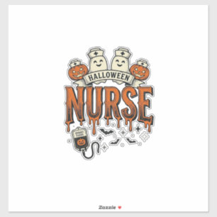 Vintage-Halloween-Krankenschwester-Geist-Kürbis-De Aufkleber