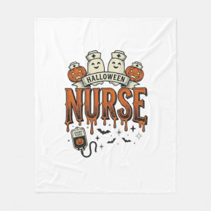 Vintage-Halloween-Krankenschwester-Geist-Kürbis-De Fleecedecke