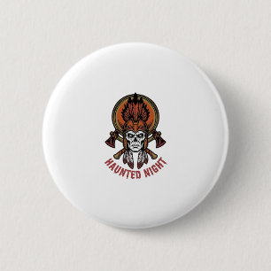 Vintage-Halloween-Krieger-Gravur-Grafik für Weißes Button