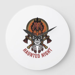 Vintage-Halloween-Krieger-Gravur-Grafik für Weißes Große Wanduhr