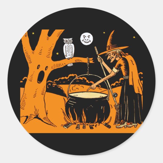 Vintage Halloween-Kunst Runder Aufkleber (Vorderseite)